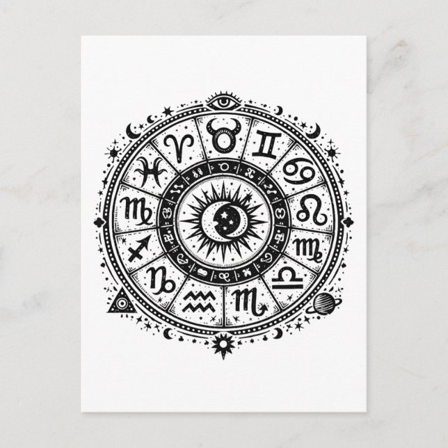 Carte Postale Zodiac Arcana — Les Douze Signes par BurnsInHell (Devant)
