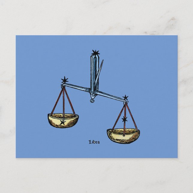 Carte Postale Zodiac : Libra En Couleur (Devant)