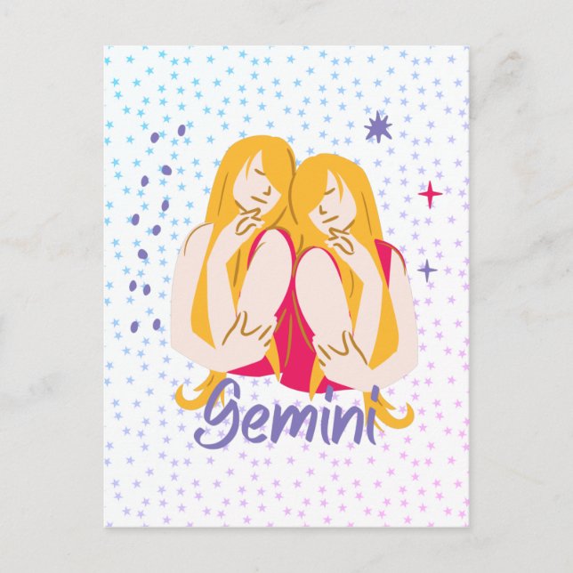 Carte Postale Zodiac moderne Gemini Twins (Devant)