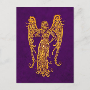 Carte Postale Zodiaque de virgo jaune complexe sur violet