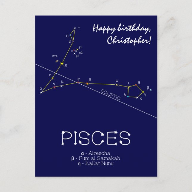 Carte Postale Zodiaque Pisces (Devant)