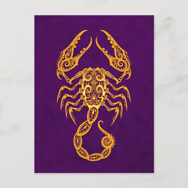 Carte Postale Zodiaque Scorpio Jaune complexe sur violet (Devant)