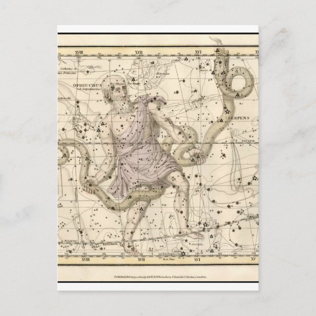 Carte Postale Zodiaque vintage Ophiuchus Constellation (Devant)