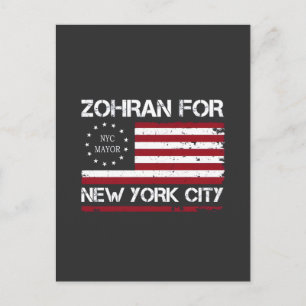 Carte Postale Zohran Mamdani pour le maire de NYC avec le drapea