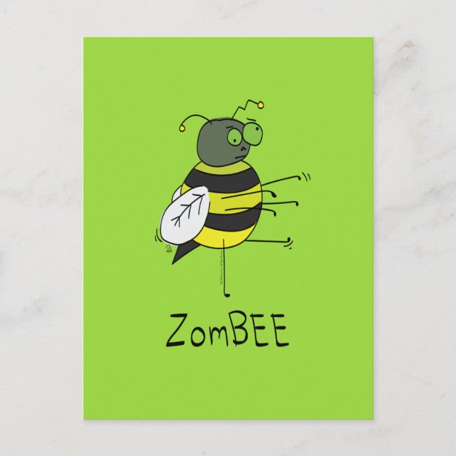 Carte postale ZomBEE Zombie Bee Funny (Devant)