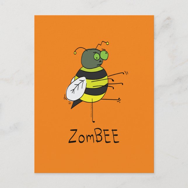 Carte postale ZomBEE Zombie Bee Funny (Devant)