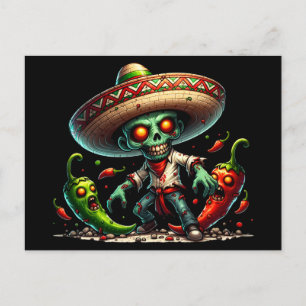 Carte Postale Zombie Cinco de Mayo Homme et poivrons chauds