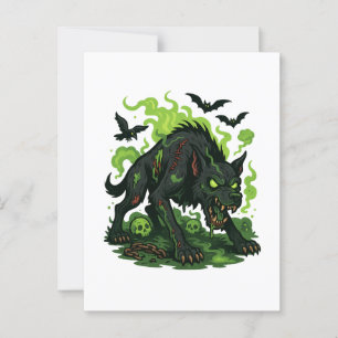 Carte Postale Zombie Hound des Baskervilles - Dessin Horreur
