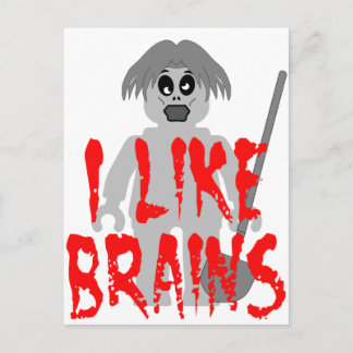 Carte Postale Zombie Minifig "J'aime les cerveaux"