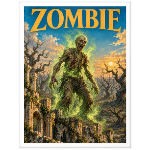 Carte Postale Zombie, monstre de fantasy gothique