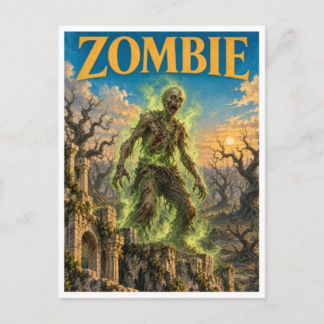 Carte Postale Zombie, monstre de fantasy gothique (Devant)