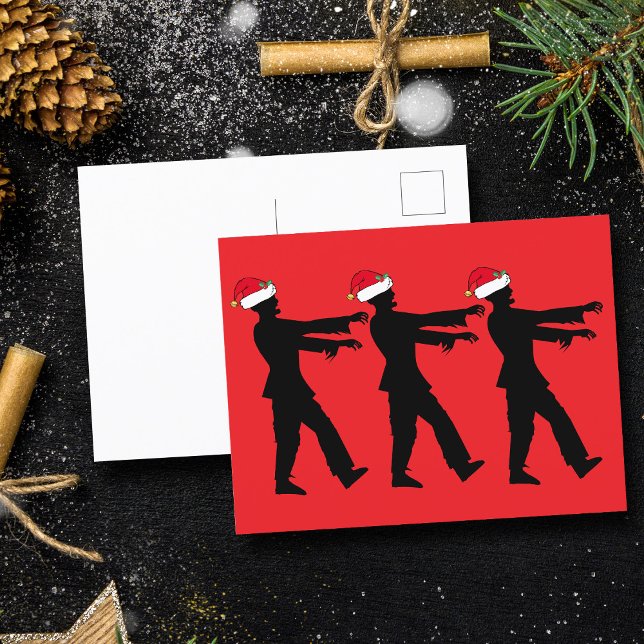 Carte Postale Zombie Noël Funky Zombies en Chapeaux de Père Noël (Créateur téléchargé)