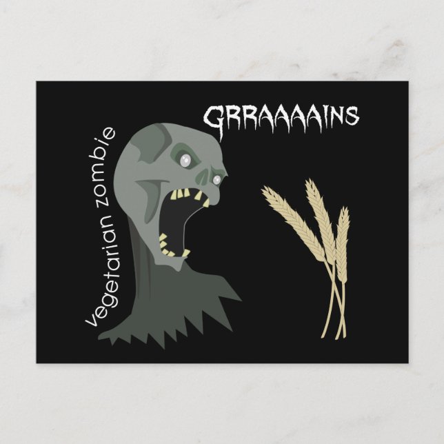 Carte Postale Zombie végétarien veut des grands ! (Devant)