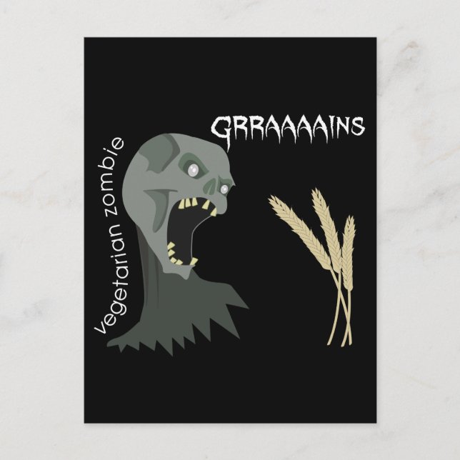 Carte Postale Zombie végétarien veut des grands ! (Devant)