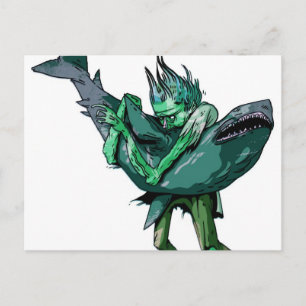 Carte Postale Zombie vs requin