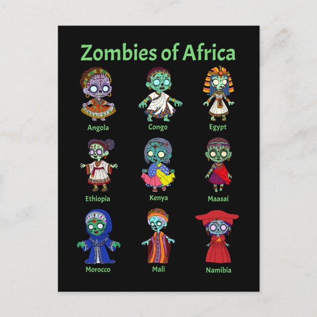 Carte Postale Zombies d'Afrique (Devant)