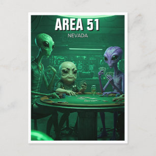 Carte Postale Zone 51 Nevada Aliens poker