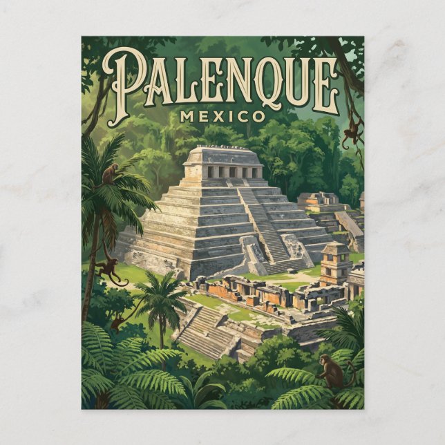 Carte Postale Zone archéologique de Palenque Mexique (Devant)