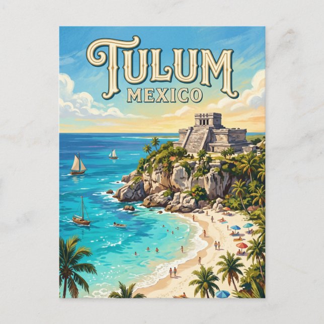 Carte Postale Zone archéologique de Tulum Mexique (Devant)