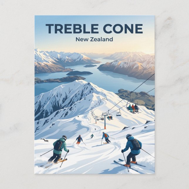 Carte Postale Zone de ski de Treble Cone Nouvelle-Zélande (Devant)