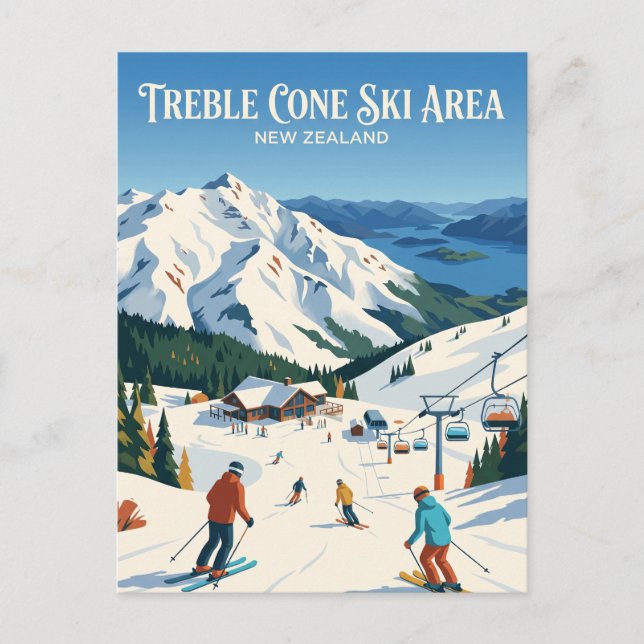 Carte Postale Zone de ski de Treble Cone Nouvelle-Zélande (Devant)