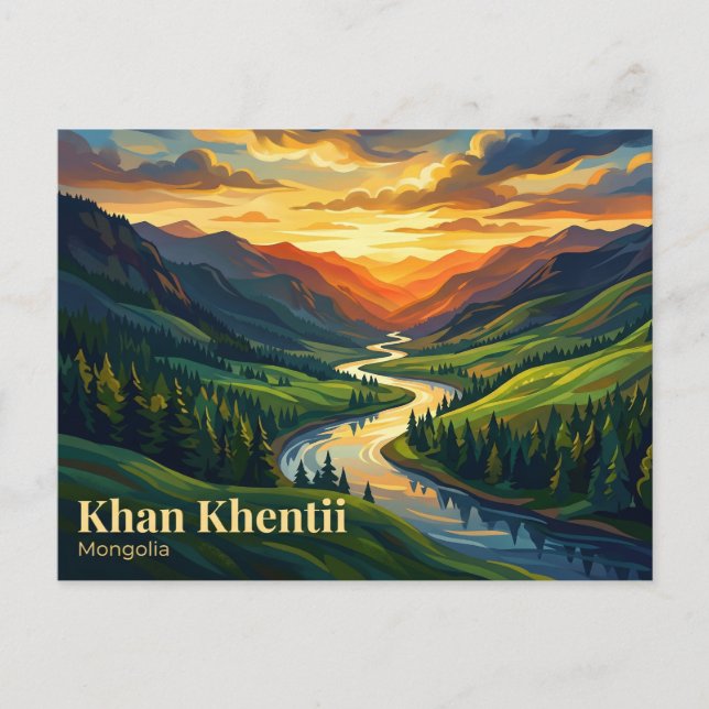 Carte Postale Zone strictement protégée de Khan Khentii Mongolie (Devant)