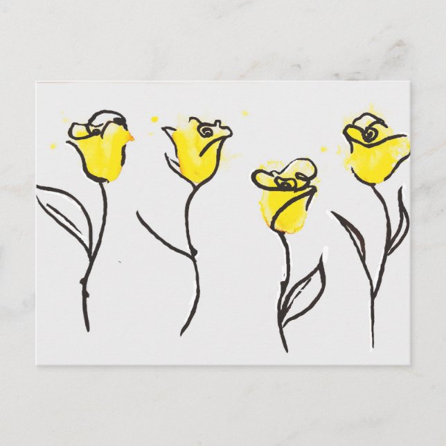 Carte Postale Zonta Ligne Rose Jaune Dessin (Devant)