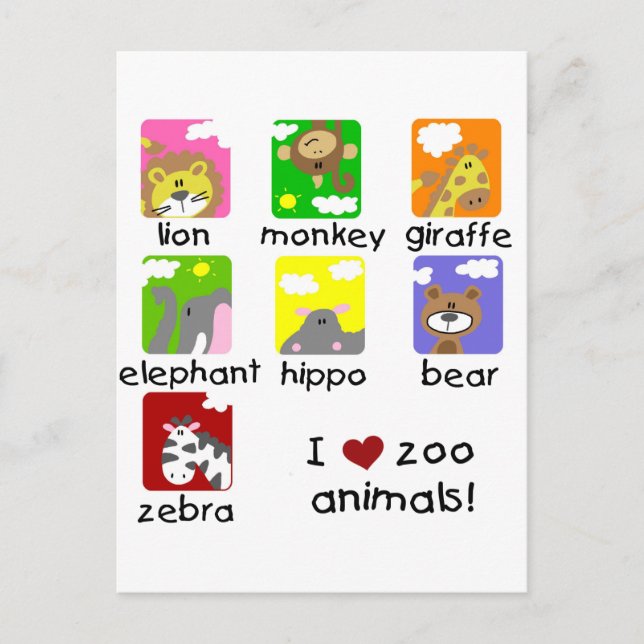 Carte Postale Zoo Animaux Tshirts et cadeaux (Devant)