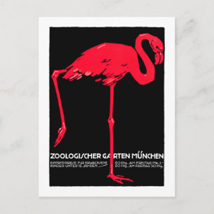 Carte Postale Zoo de Munich Jardin Flamant rose Voyage Art