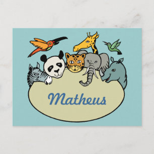 Carte Postale zoo personnalisé animaux de famille