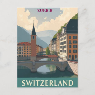 Carte Postale Zurich Suisse Art Vintage voyage