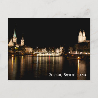 Carte postale Zurich Suisse Night Lights