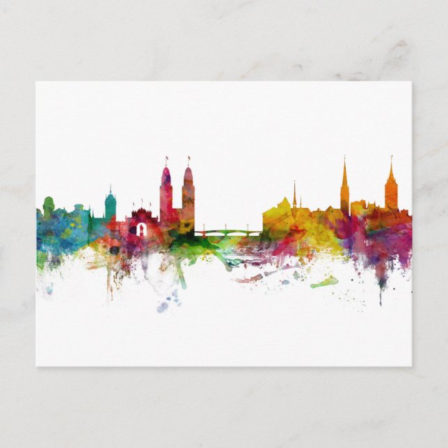 Carte Postale Zurich Switzerland Skyline (Devant)