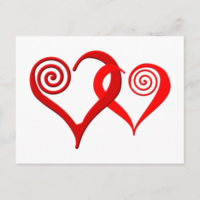 Carte Postale zwei Herzen verflochten deux coeurs entremêlés (Devant)