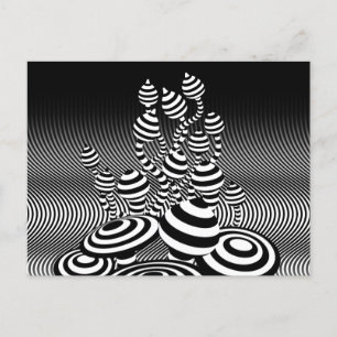 Carte Postcard Magic Mushrooms design géométrique 