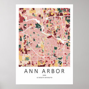 Carte Poster d'Ann Arbor Michigan Art mural de v