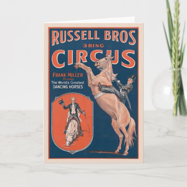 Carte Poster de cirque vintage Russell Brothers. (Devant)