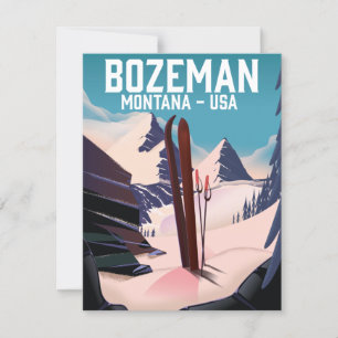 Carte poster de ski Bozeman Montana