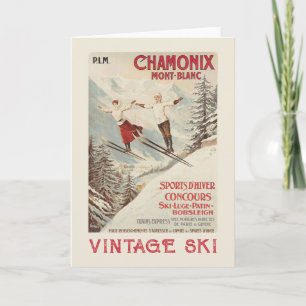 Carte Poster de ski Vintage de Chamonix Mont Blanc