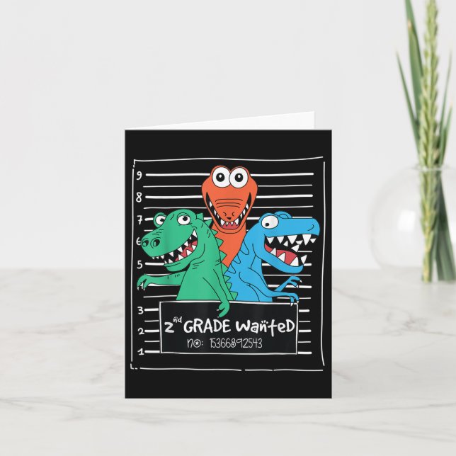 Carte Poster d'enfants de 2e année Recherchée Dinosaur 2 (Devant)