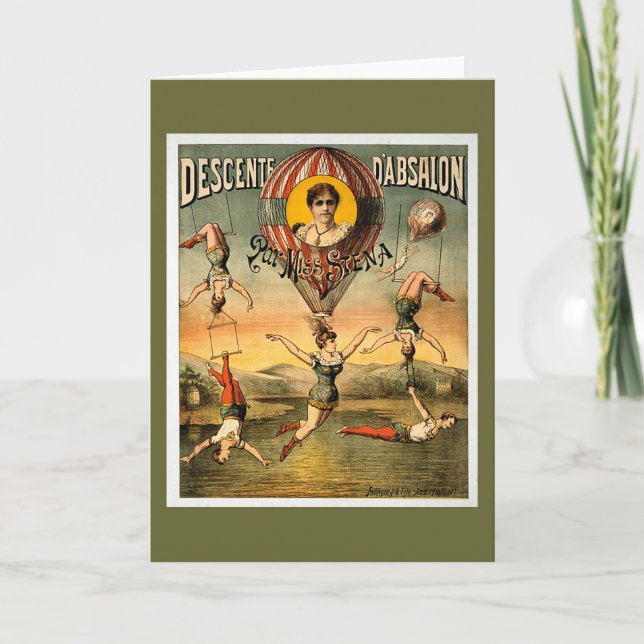 Carte Poster du Cirque Vintage Miss Stena Flying Trapese (Devant)