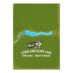 carte poster du lac Lewis et Clark.