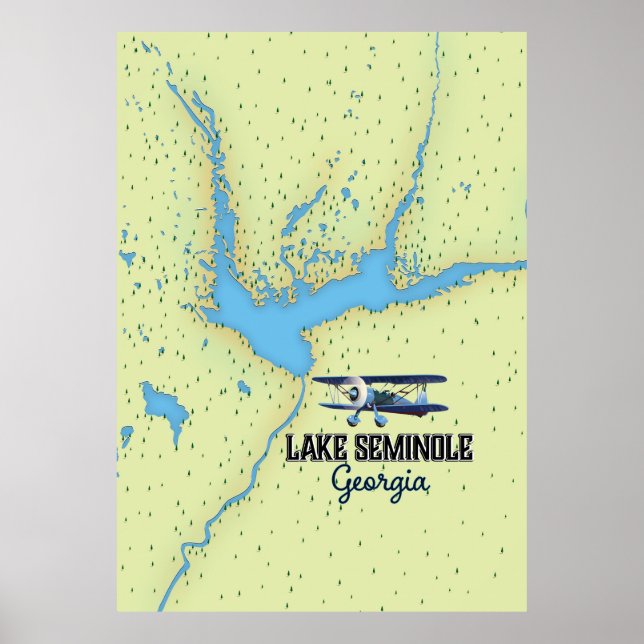 Carte poster du lac Seminole Géorgie (Devant)