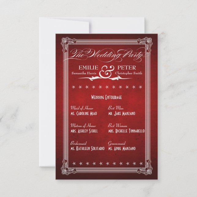 Carte poster vintage Deep Red Wedding Party (Devant)