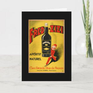 Carte Poster vintage rétro du vin Fred zizi
