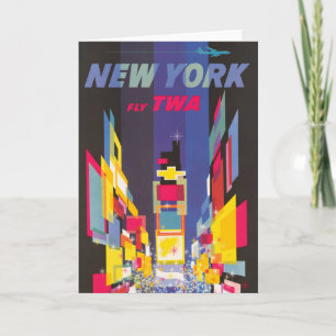 Carte Poster Vintage voyage, Fly Twa, New York