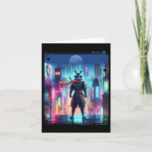 Carte Poteau électrique samouraï dans le cyberpunk rétro