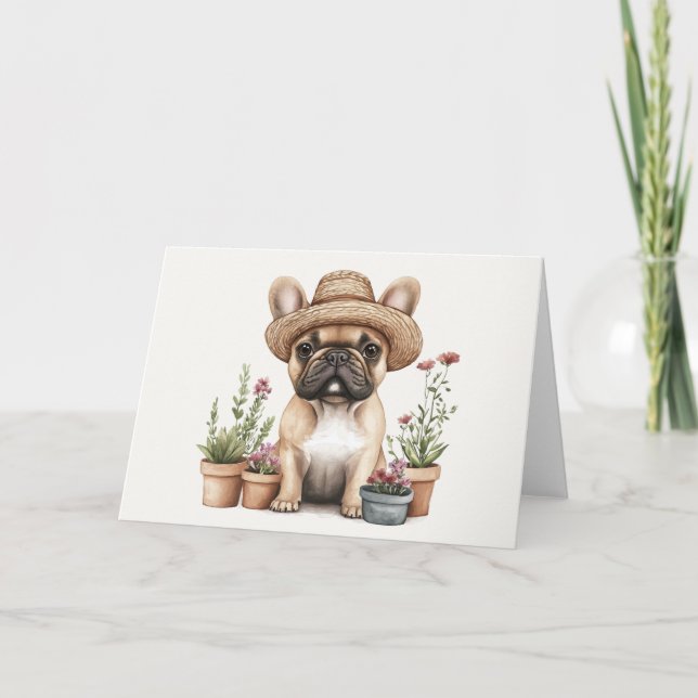 Carte Pots de fleurs de jardinage de Bulldog (Devant)