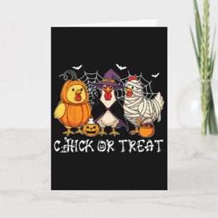 Carte Poule ou Friandise Drôle Halloween Citrouille Fant