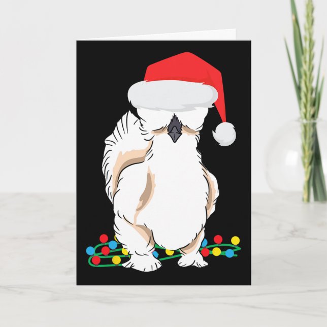 Carte Poule soyeuse Silkie Graphique de Noël drôle  (Devant)